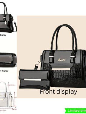 2pcs PU Leather Shoulder Bag Handbag Crocodile Pattern